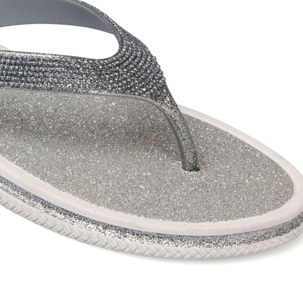 Ciabatte infradito argento con strass da donna Silvia Sikel