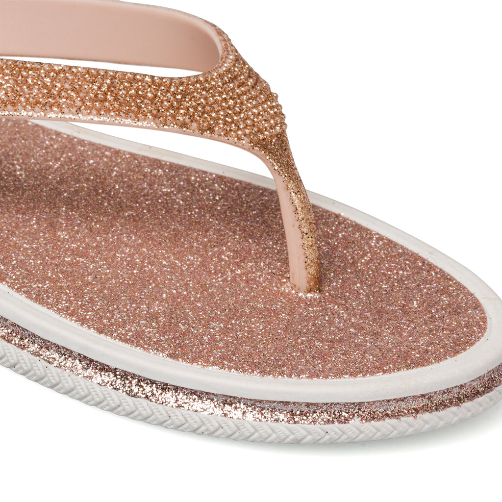 Ciabatte infradito champagne con strass da donna Silvia Sikel