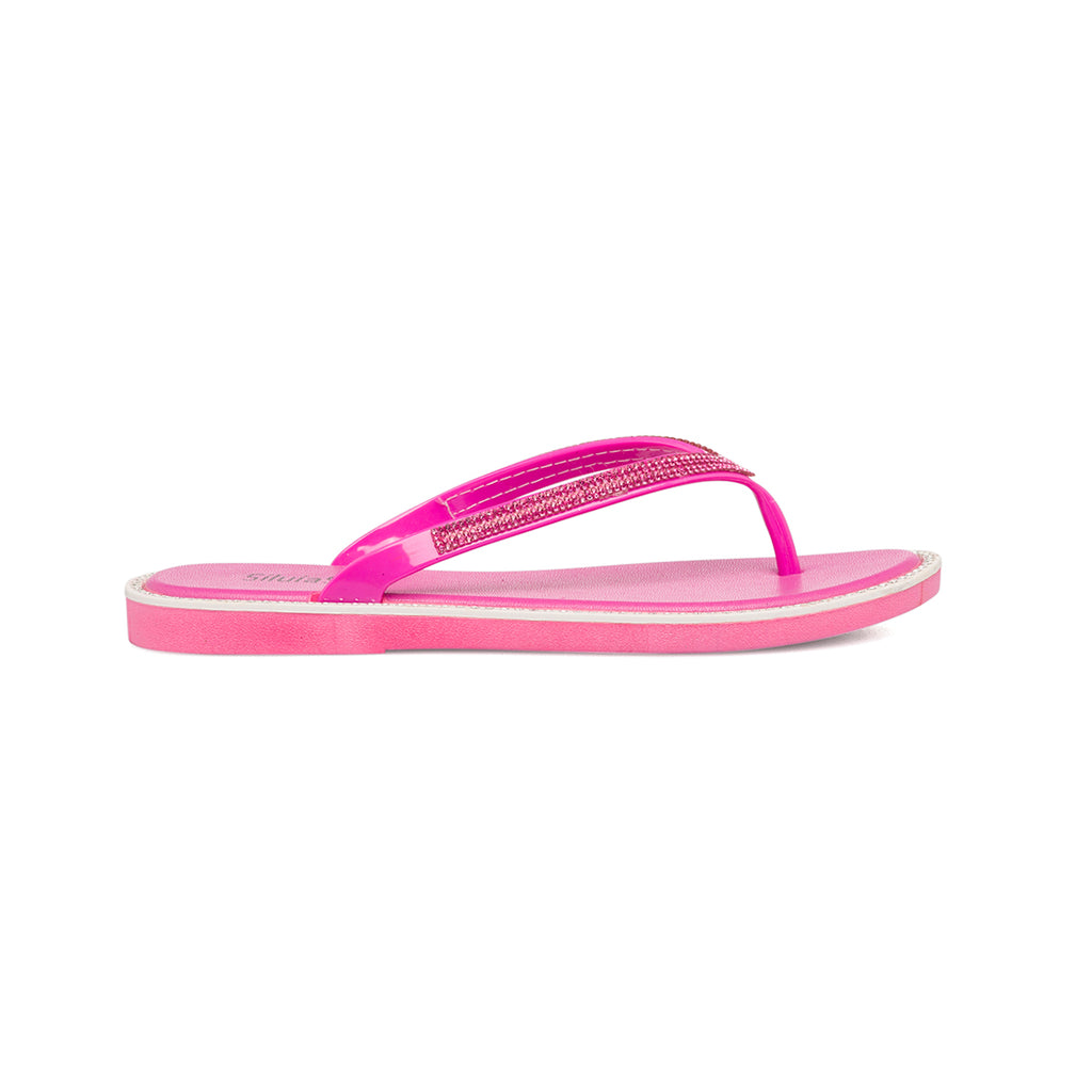 Ciabatte infradito fucsia con strass da donna Silvia Sikel
