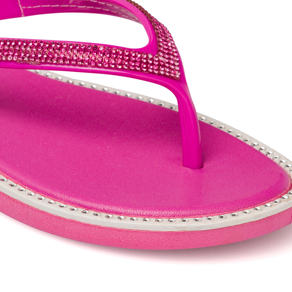 Ciabatte infradito fucsia con strass da donna Silvia Sikel