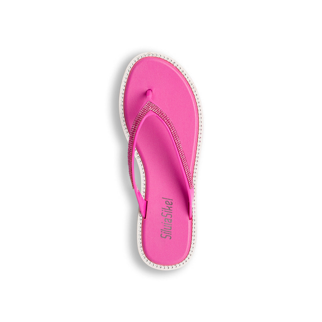 Ciabatte infradito fucsia con strass da donna Silvia Sikel