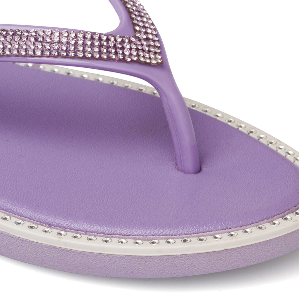 Ciabatte infradito lilla con strass da donna Silvia Sikel