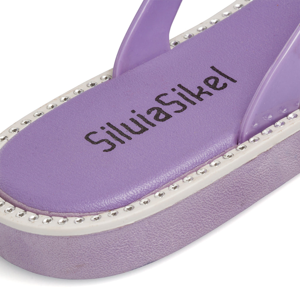 Ciabatte infradito lilla con strass da donna Silvia Sikel