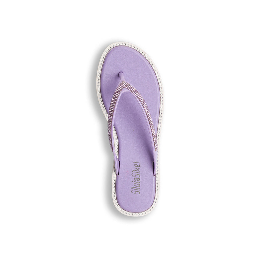 Ciabatte infradito lilla con strass da donna Silvia Sikel