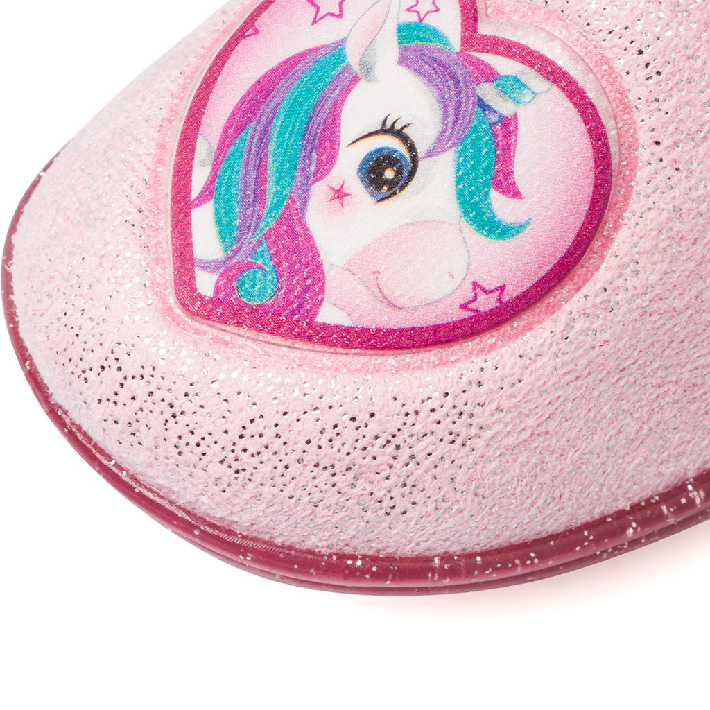 Pantofole rosa glitterate da bambina con stampa Unicorno