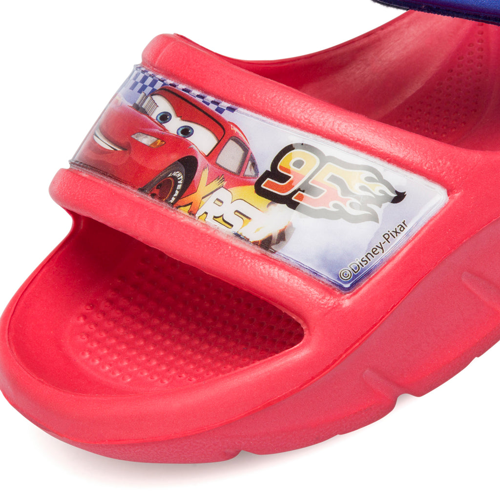 Sandali da bambino rossi e blu con stampa Cars