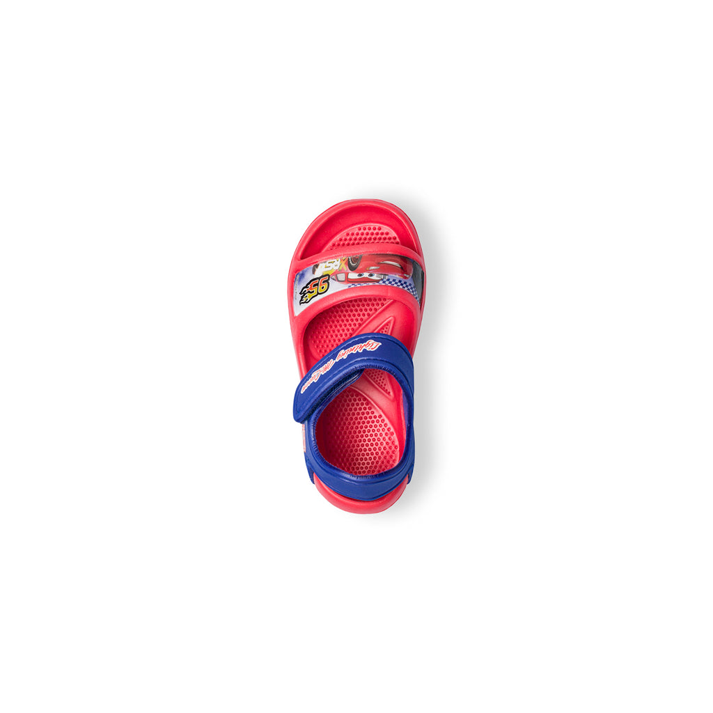Sandali da bambino rossi e blu con stampa Cars