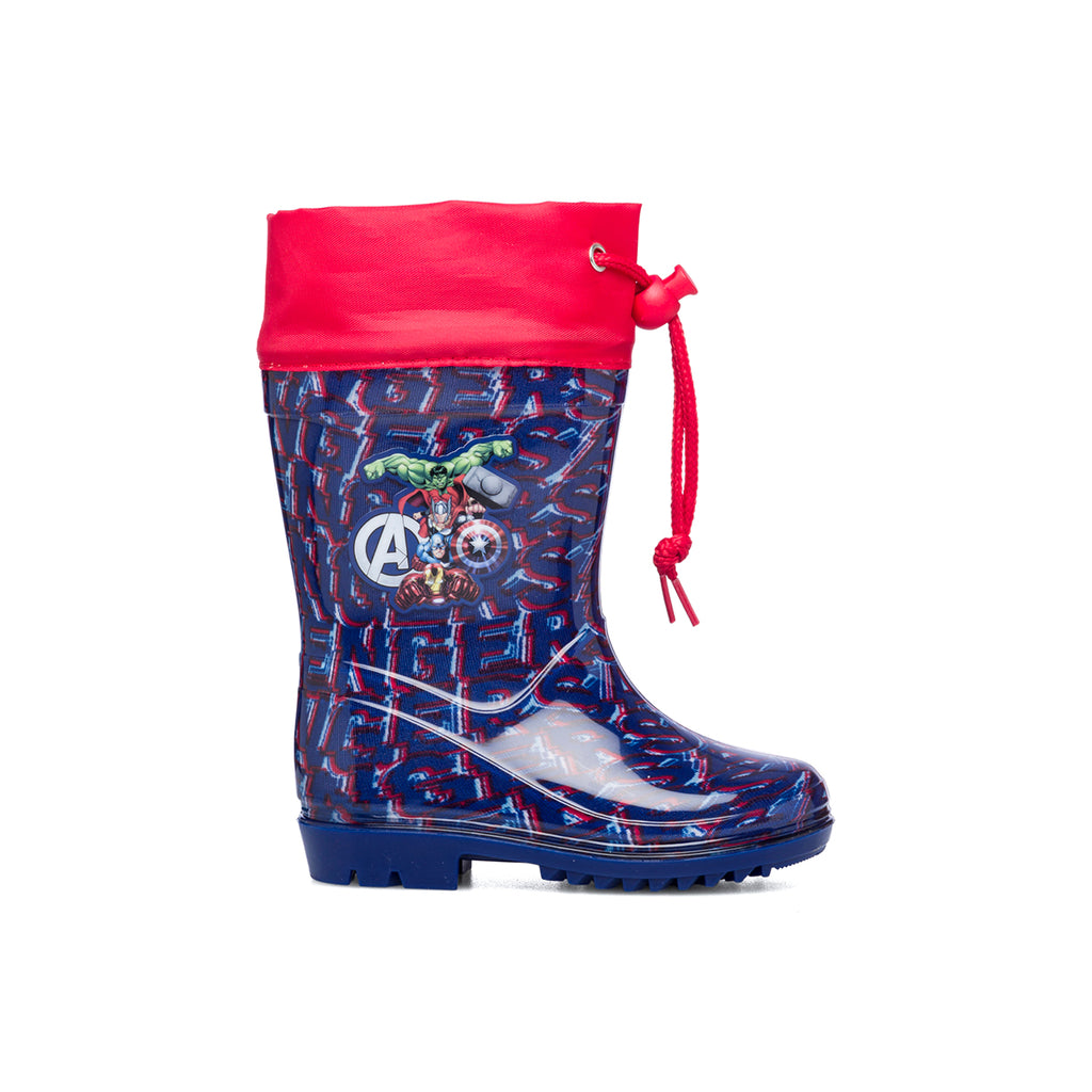 Stivali di gomma blu e rossi con logo Avengers