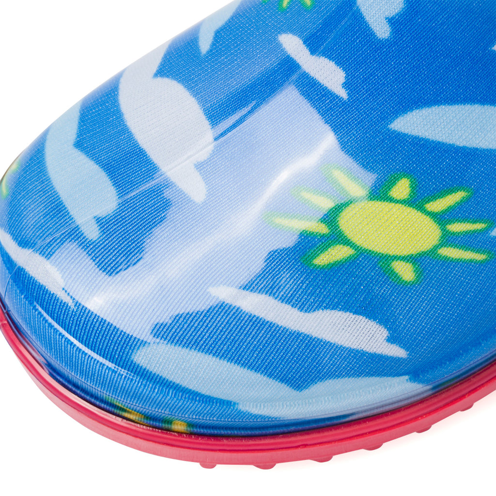 Stivali di gomma azzurri e rossi da bambino con logo Bing