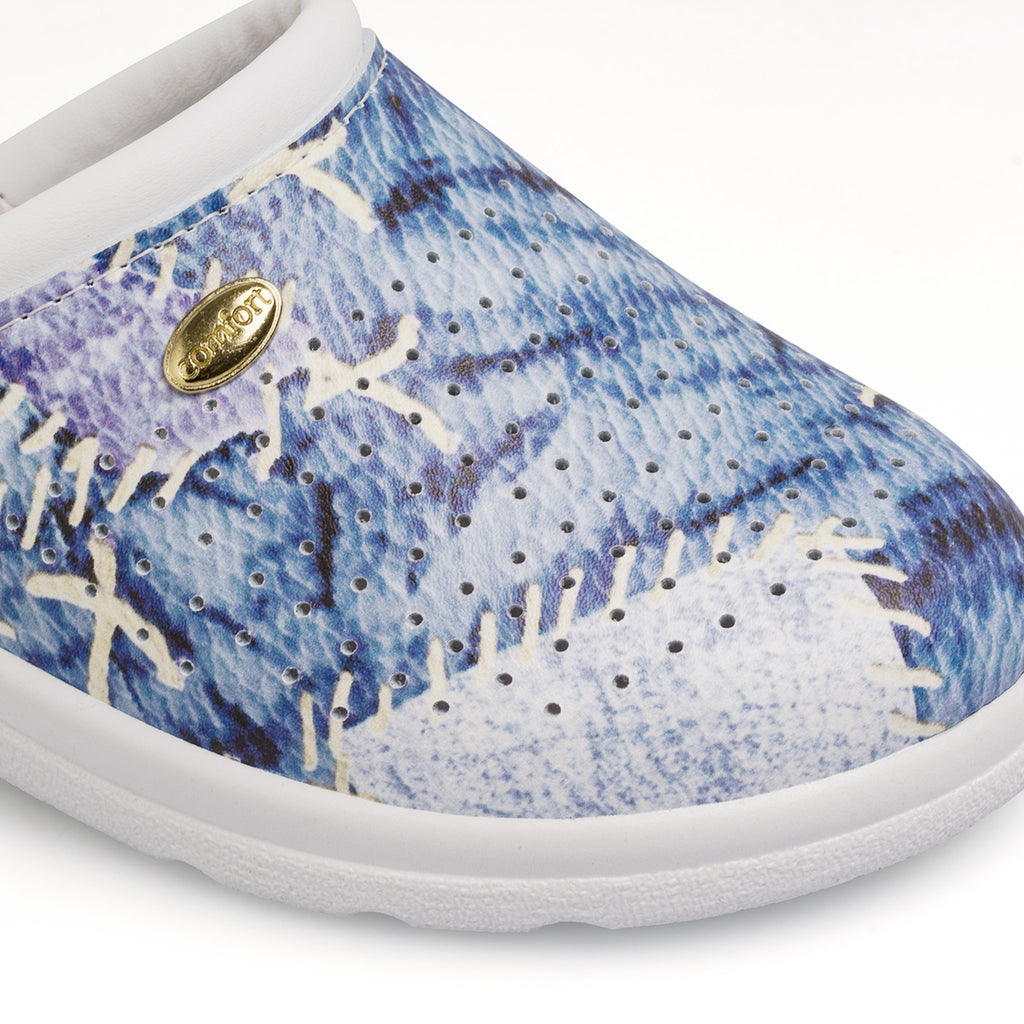 Ciabatte sanitarie bianche da donna con stampa patchwork Italia Trend
