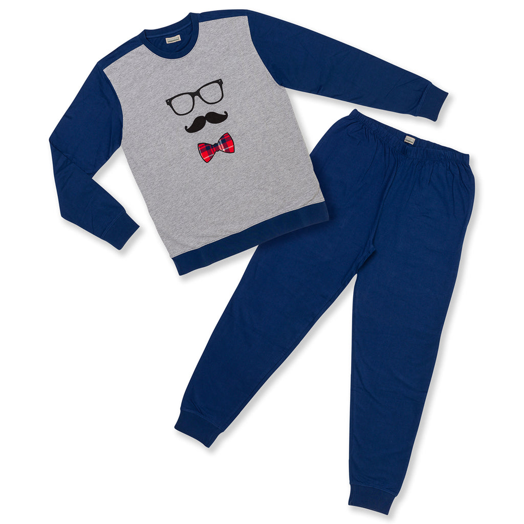 Pigiama natalizio grigio e blu da uomo con stampa