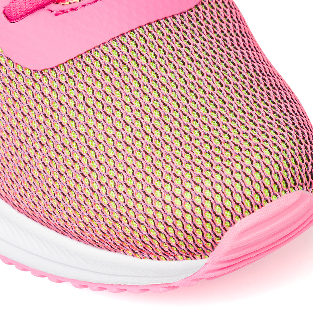 Sneakers in tessuto mesh rosa da donna con dettagli in giallo P Go