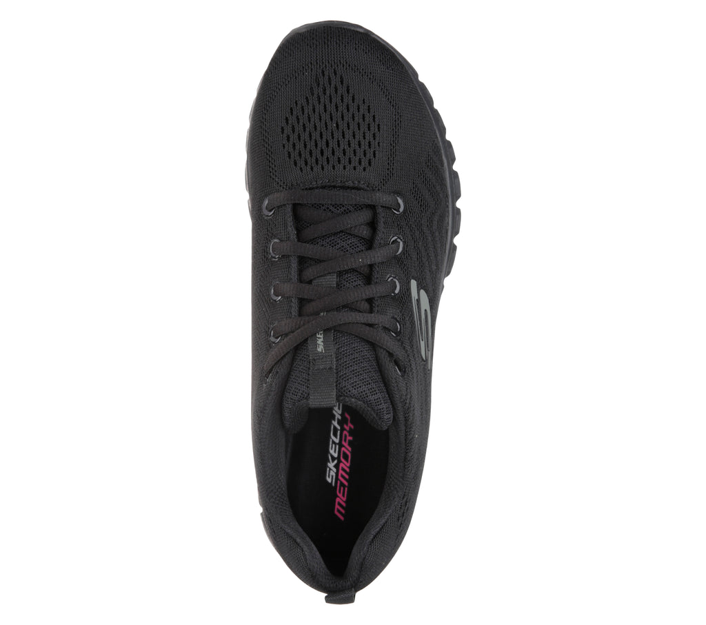 Scarpe da ginnastica nere da donna in tessuto mesh con Pianta Larga Skechers Graceful