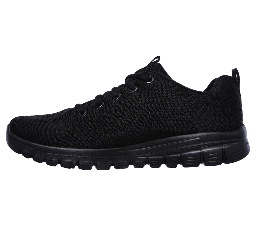 Scarpe da ginnastica nere da donna in tessuto mesh con Pianta Larga Skechers Graceful