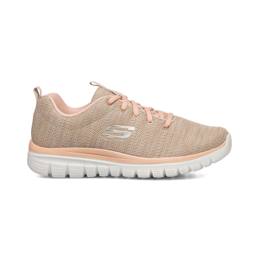 Scarpe da ginnastica rosa da donna con sottopiede Memory Foam Skechers Graceful Twisted Fortune