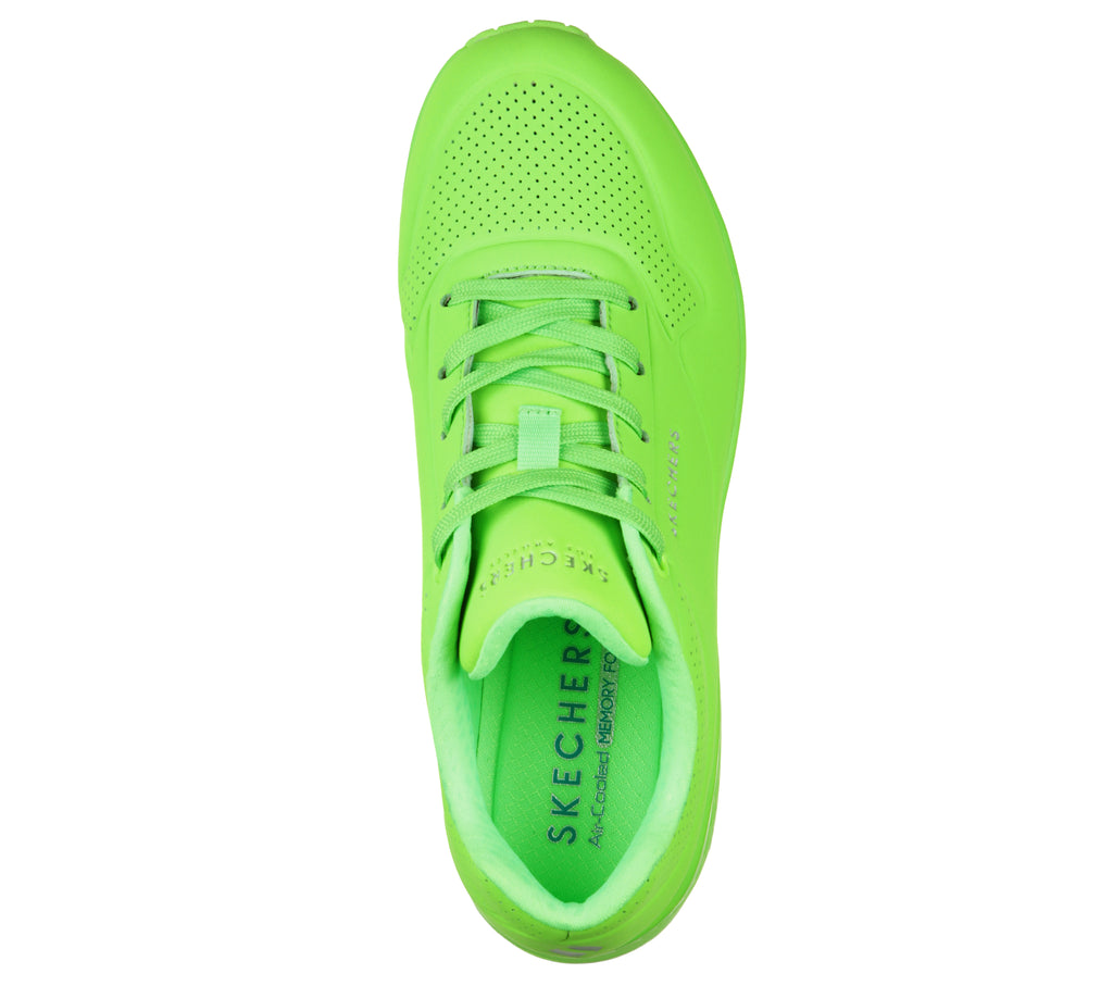 Sneakers verde fluo da donna con suola ad aria Skechers Uno