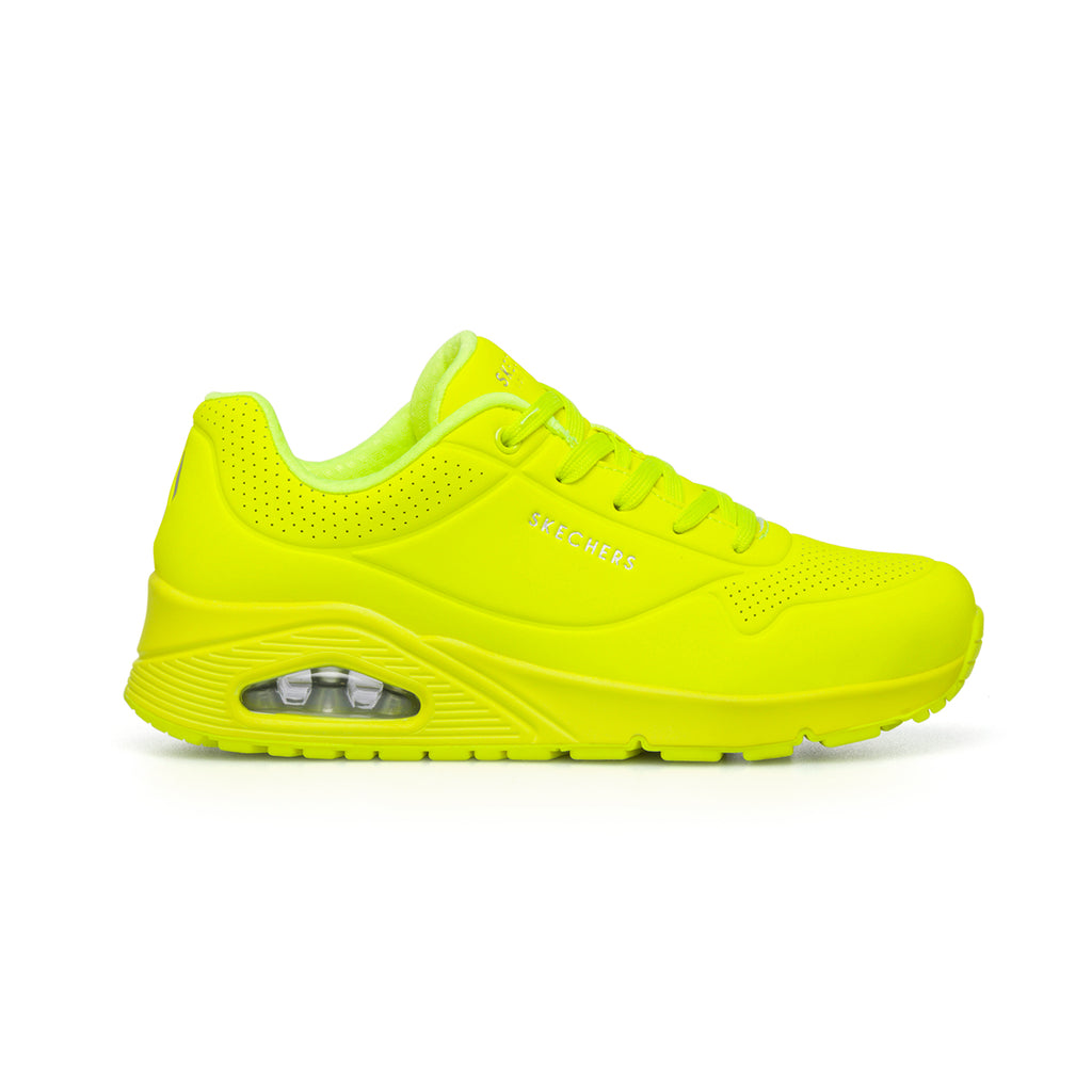 Sneakers giallo fluo da donna con suola ad aria Skechers Uno