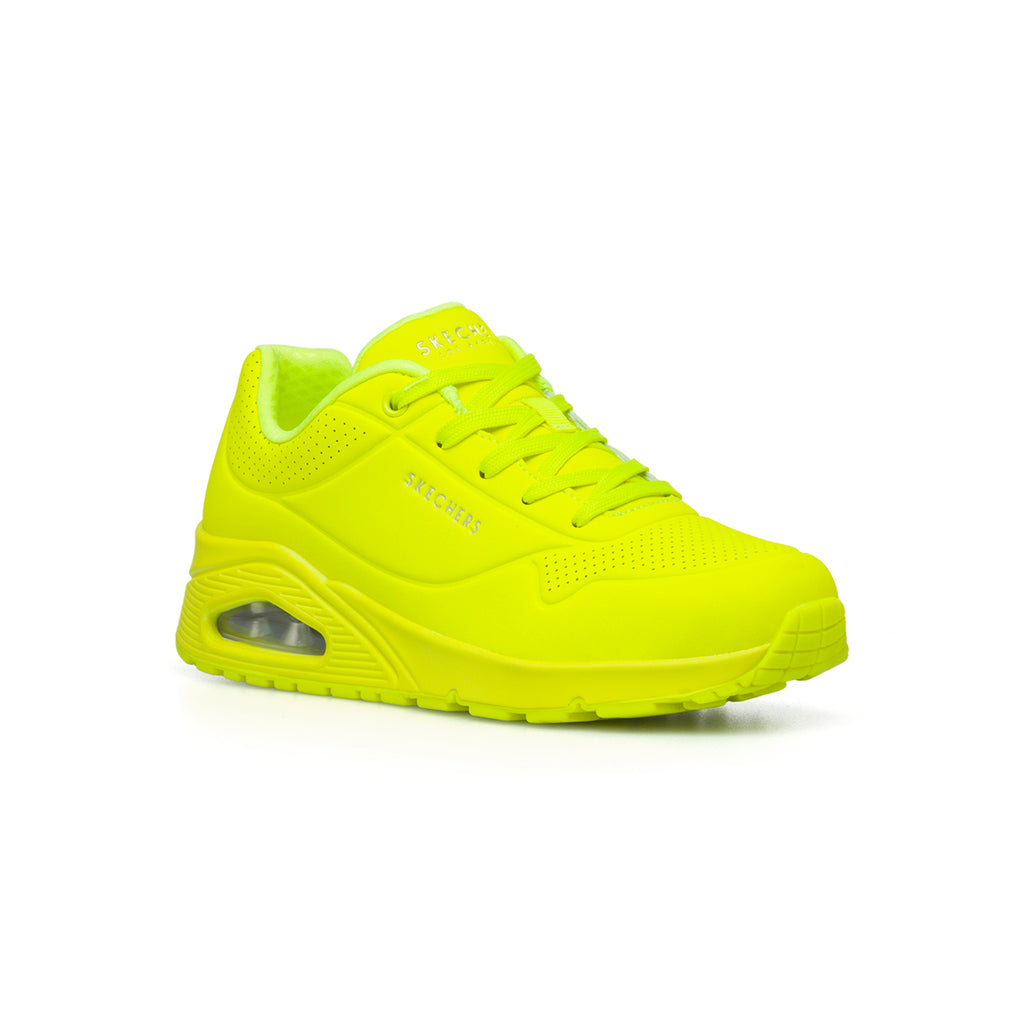 Sneakers giallo fluo da donna con suola ad aria Skechers Uno