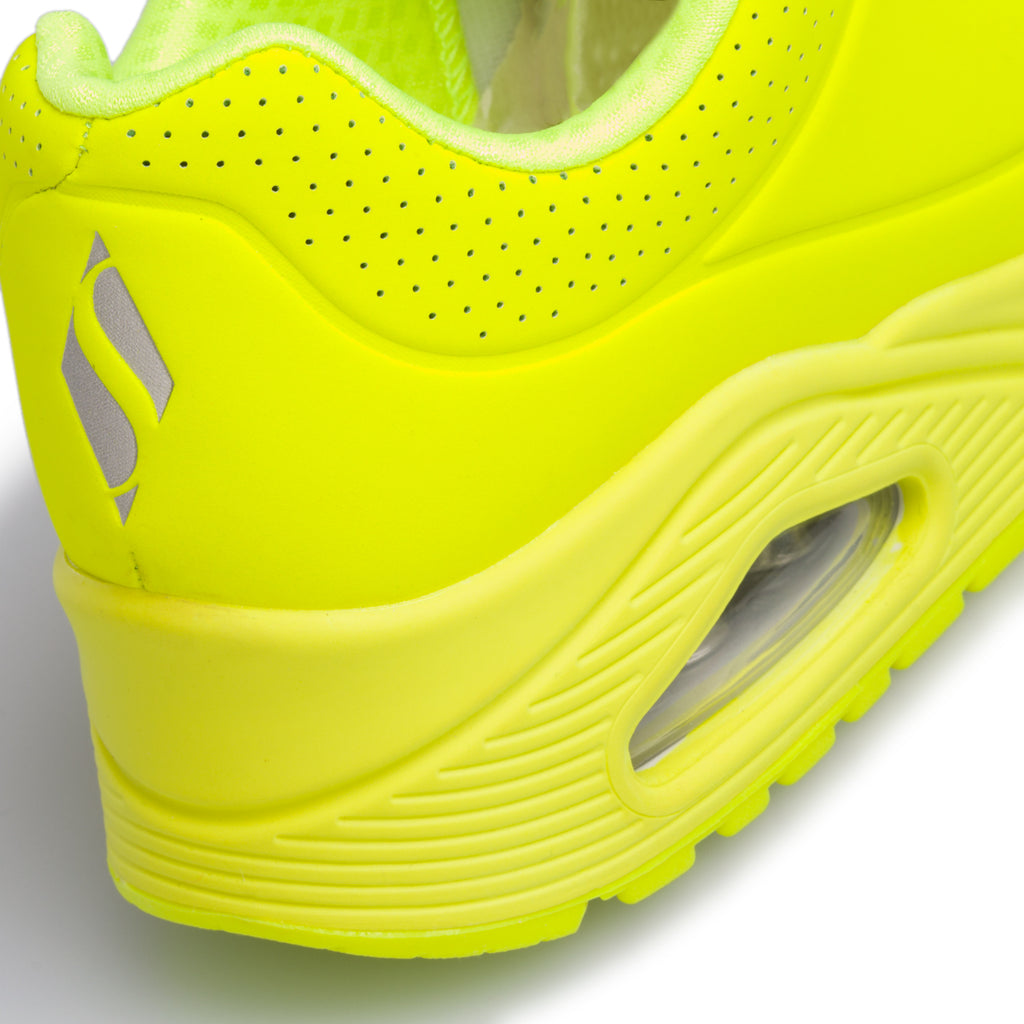 Sneakers giallo fluo da donna con suola ad aria Skechers Uno