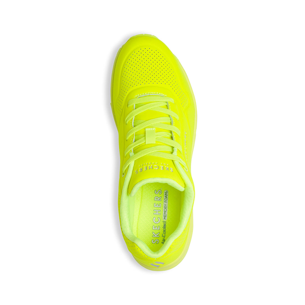 Sneakers giallo fluo da donna con suola ad aria Skechers Uno