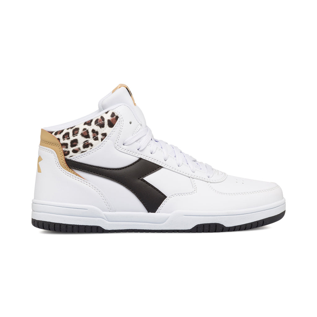 Sneakers alte bianche da donna con dettaglio animalier Diadora Raptor Mid