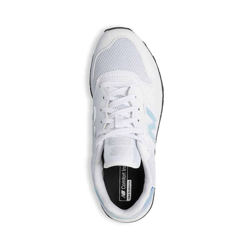 Sneakers bianche in similpelle e tessuto con logo laminato New Balance 500