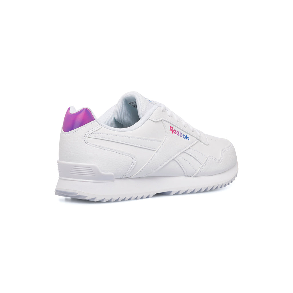 Scarpe da ginnastica bianche da donna con strisce metallizzate Reebok Royal Glide Ripple Clip