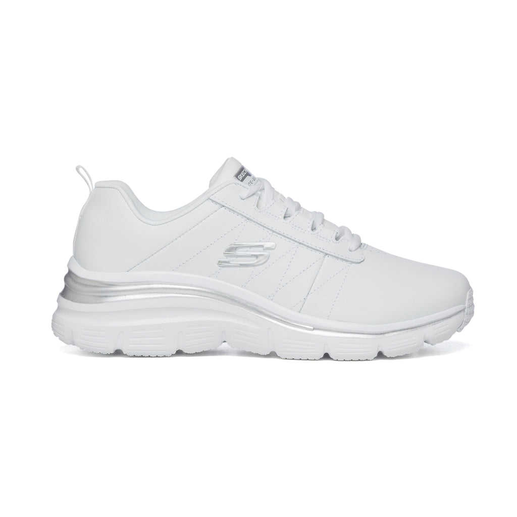 Scarpe da running bianche con suola Memory Foam e intersuola Lite-Weight Skechers Fashion Fit