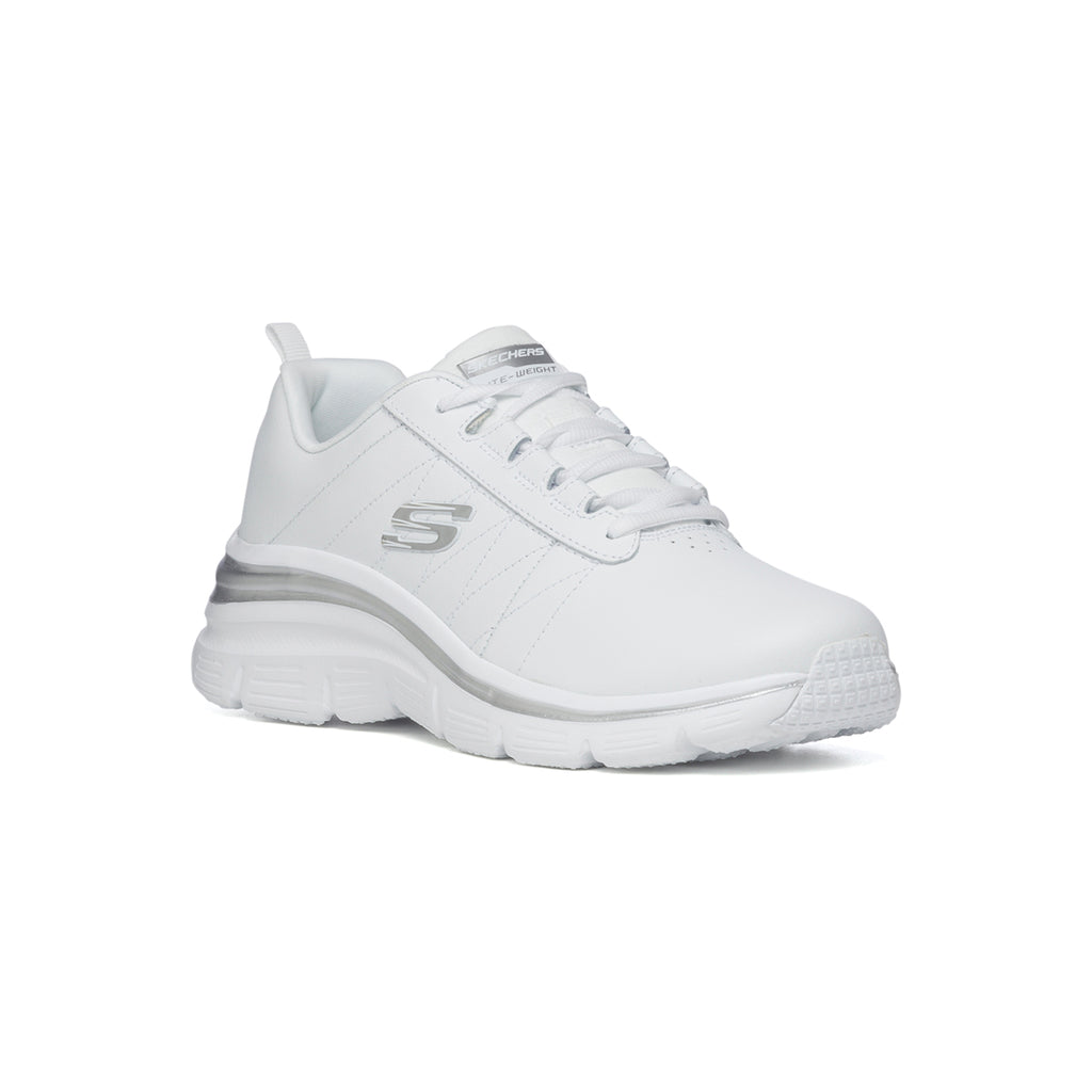 Scarpe da running bianche con suola Memory Foam e intersuola Lite-Weight Skechers Fashion Fit