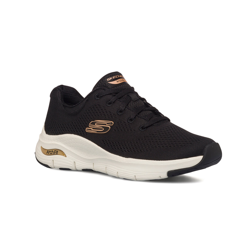 Scarpe da ginnastica nere da donna con soletta Arch-Fit Skechers Comfy Wave
