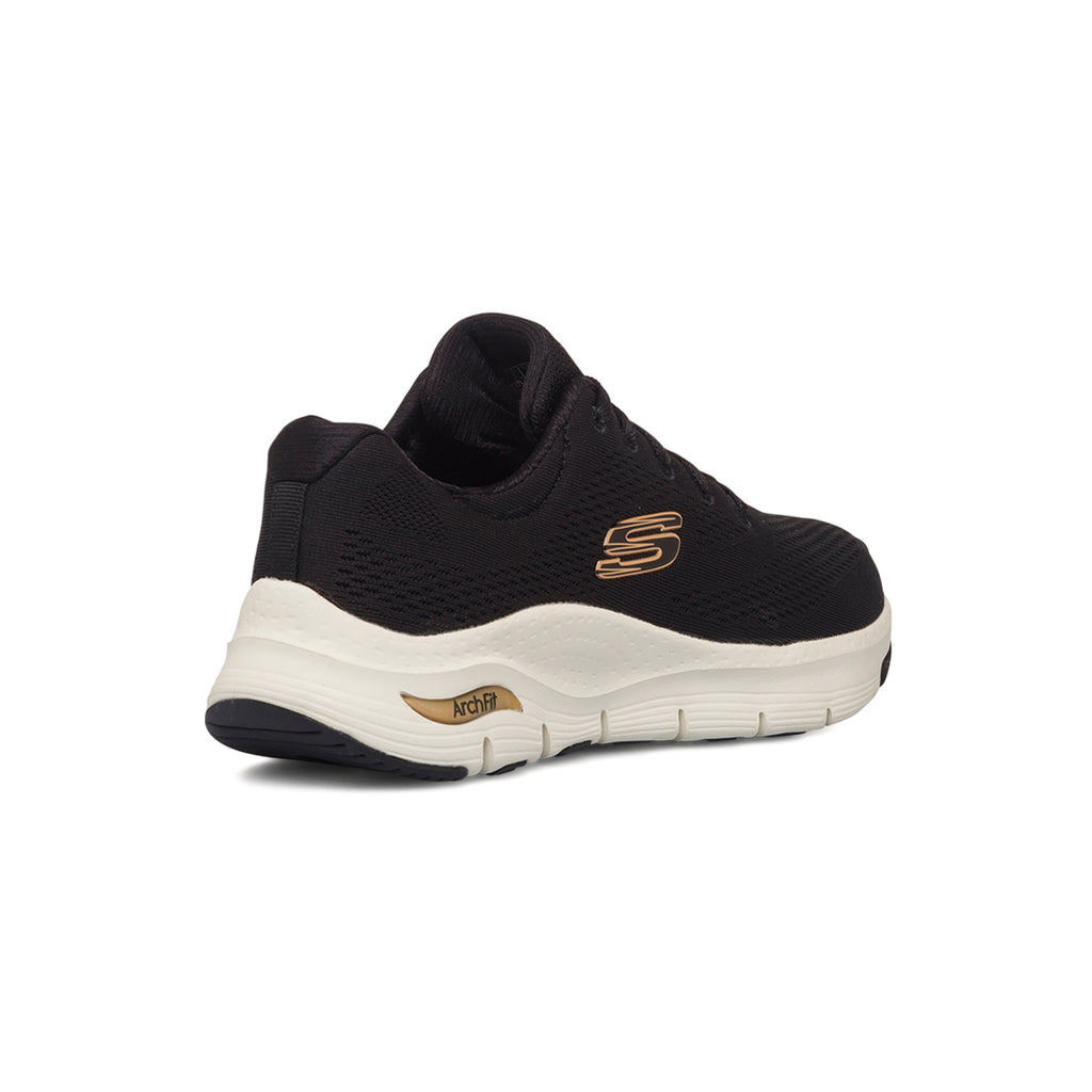Scarpe da ginnastica nere da donna con soletta Arch-Fit Skechers Comfy Wave