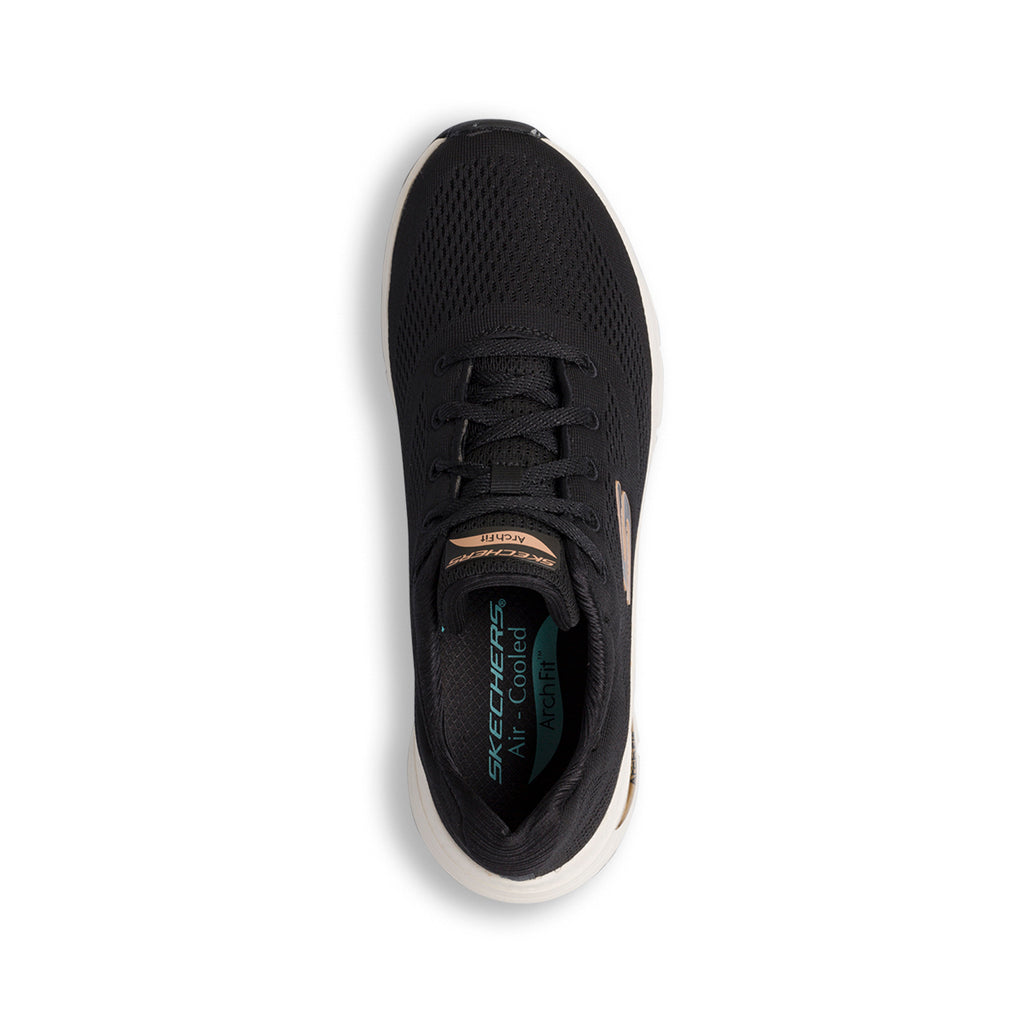 Scarpe da ginnastica nere da donna con soletta Arch-Fit Skechers Comfy Wave