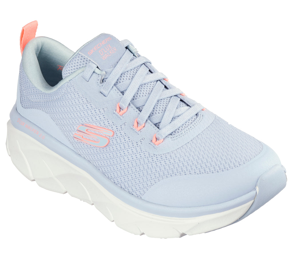 Scarpe da ginnastica azzurre da donna con maxi-suola Skechers D'Lux Walker