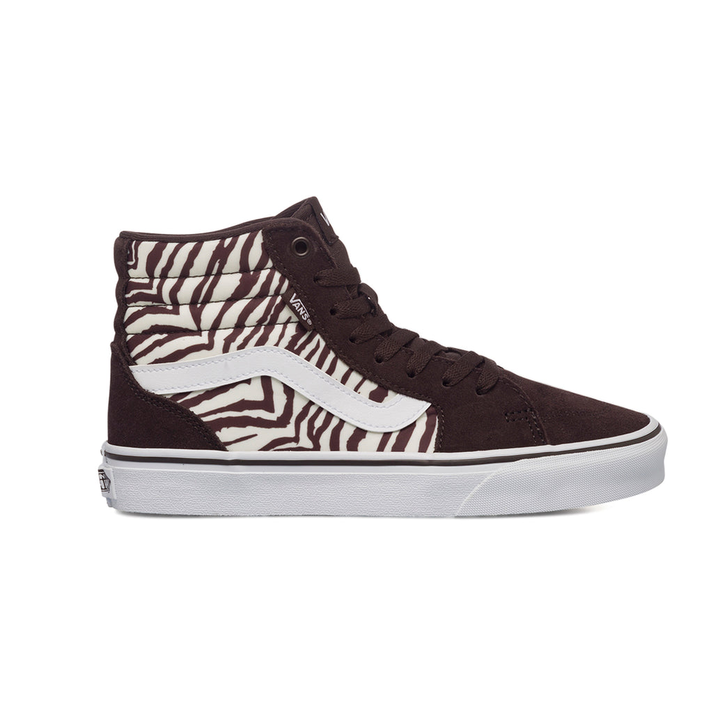 Sneakers alte marroni da donna con stampa animalier Vans Filmore Hi