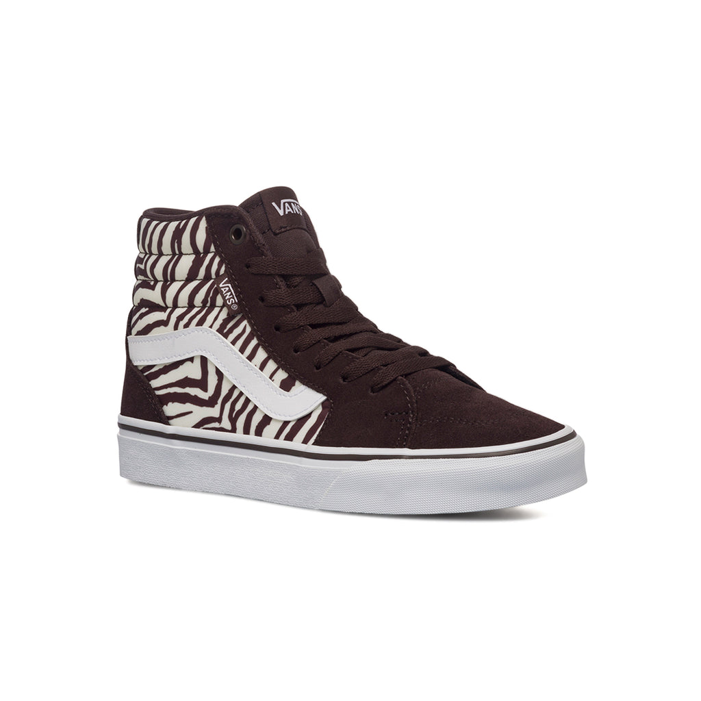 Sneakers alte marroni da donna con stampa animalier Vans Filmore Hi