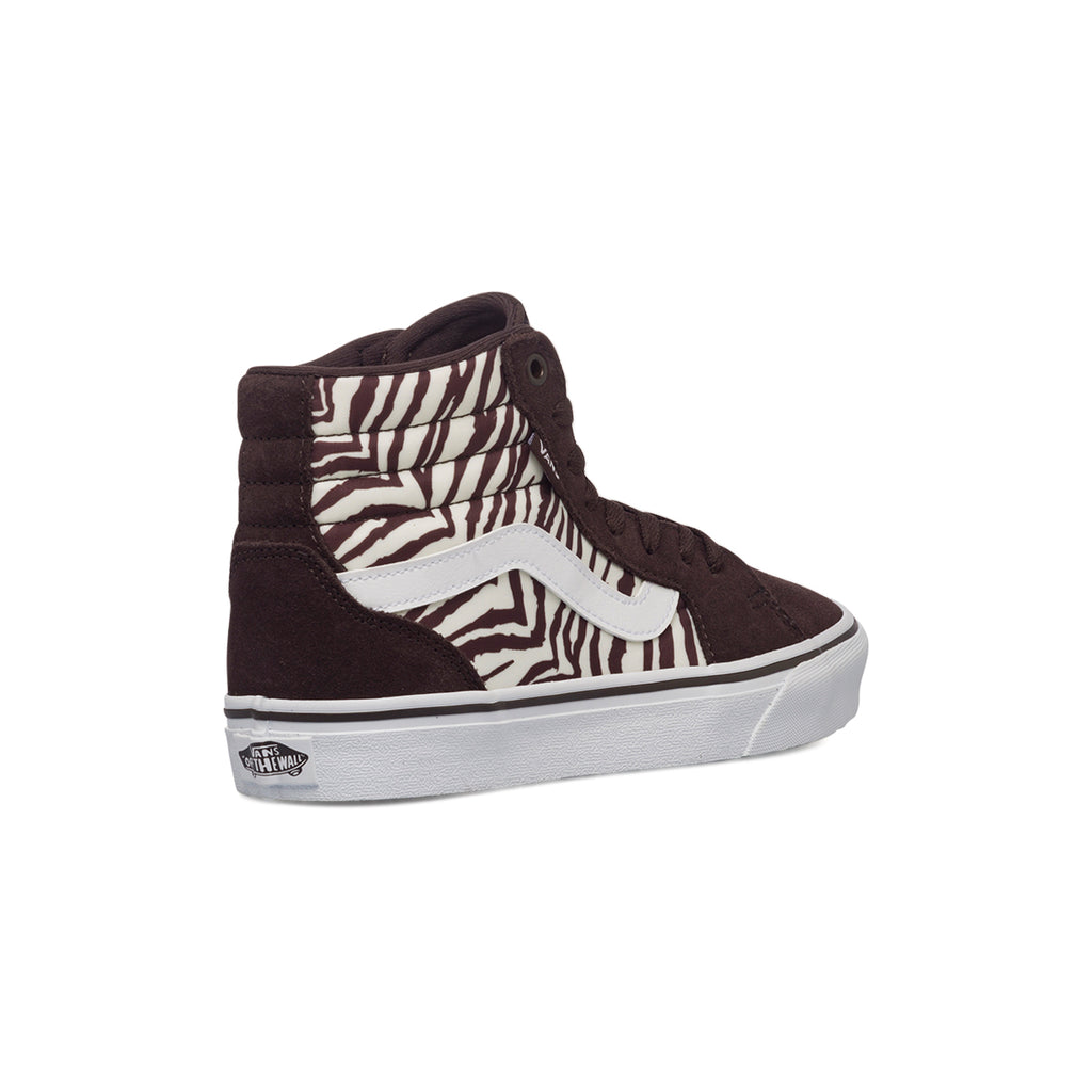 Sneakers alte marroni da donna con stampa animalier Vans Filmore Hi