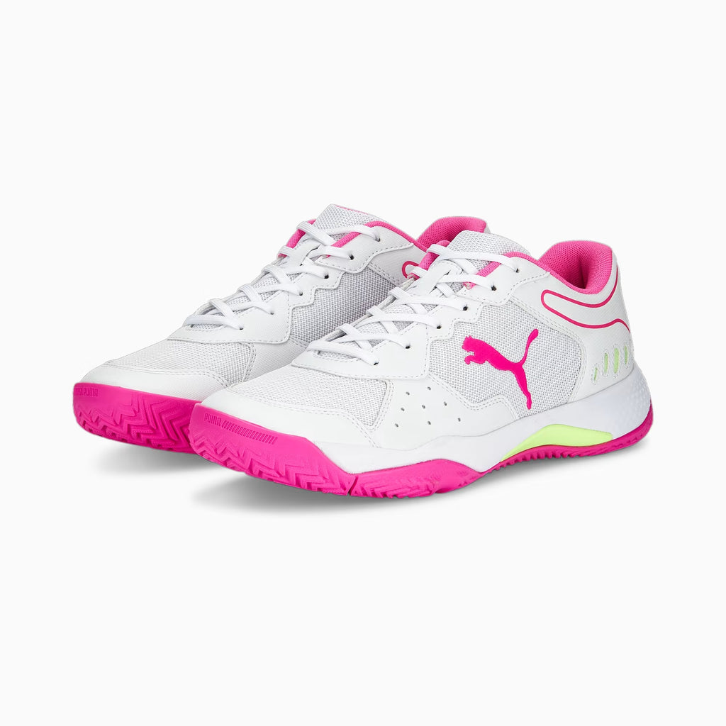 Scarpe da padel bianche da donna con dettagli fucsia Puma Solarsmash RCT