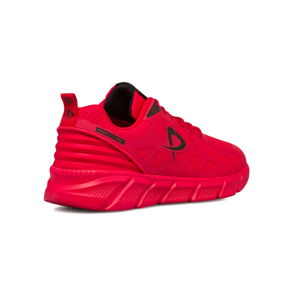 Sneakers in tessuto mesh rosse da uomo con dettagli neri P Go