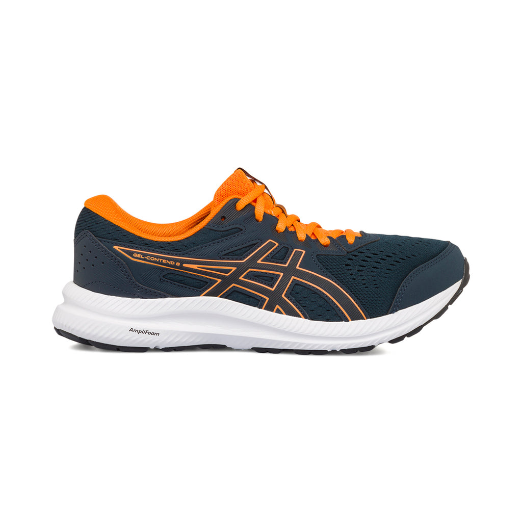Scarpe da running blu e arancioni con suola ammortizzata Amplifoam Asics Gel Contend 8