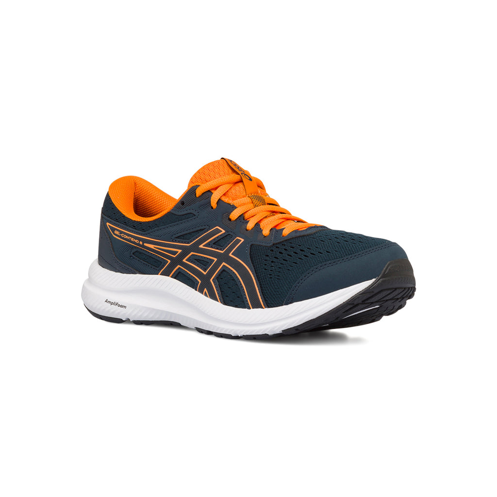 Scarpe da running blu e arancioni con suola ammortizzata Amplifoam Asics Gel Contend 8