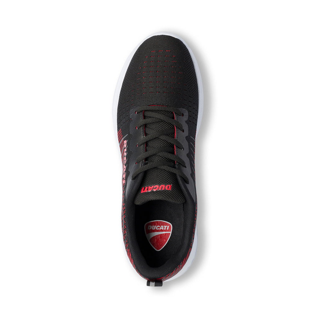 Scarpe sportive nere e rosse da uomo con logo laterale Ducati Radio