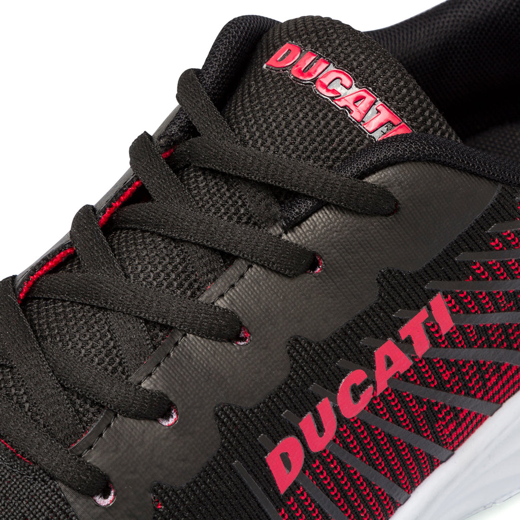 Scarpe sportive nere e rosse da uomo con logo laterale Ducati Radio