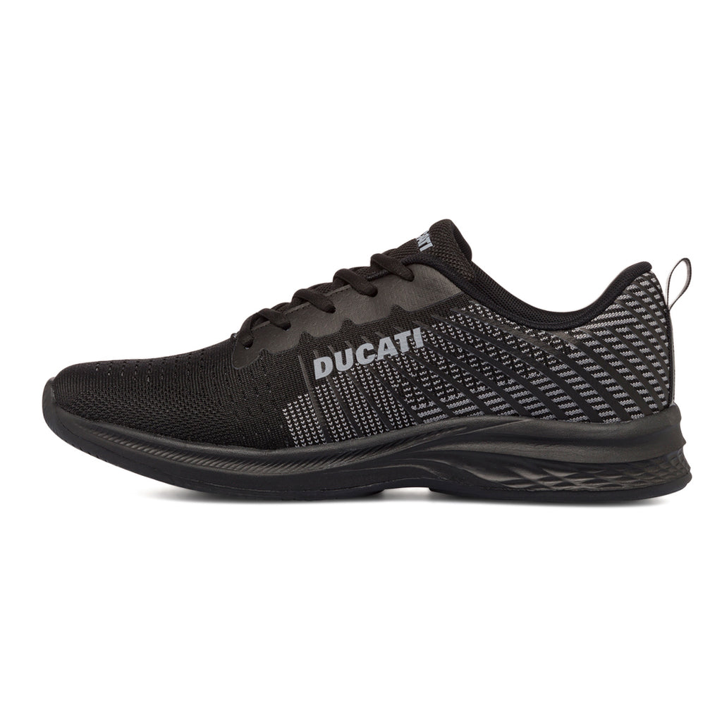 Scarpe sportive nere e grigie da uomo con logo laterale Ducati Radio