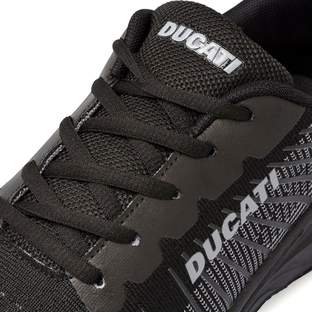Scarpe sportive nere e grigie da uomo con logo laterale Ducati Radio