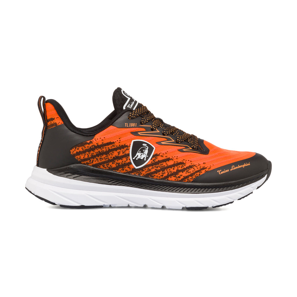 Sneakers arancioni e nere da uomo con logo laterale Tonino Lamborghini Raptorkick Signature