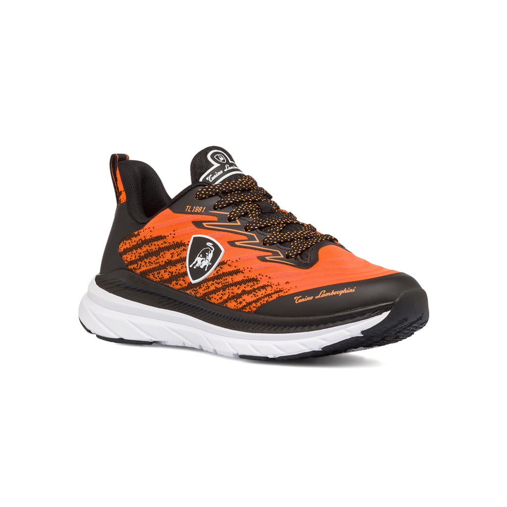 Sneakers arancioni e nere da uomo con logo laterale Tonino Lamborghini Raptorkick Signature