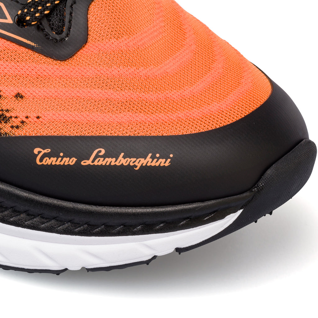 Sneakers arancioni e nere da uomo con logo laterale Tonino Lamborghini Raptorkick Signature