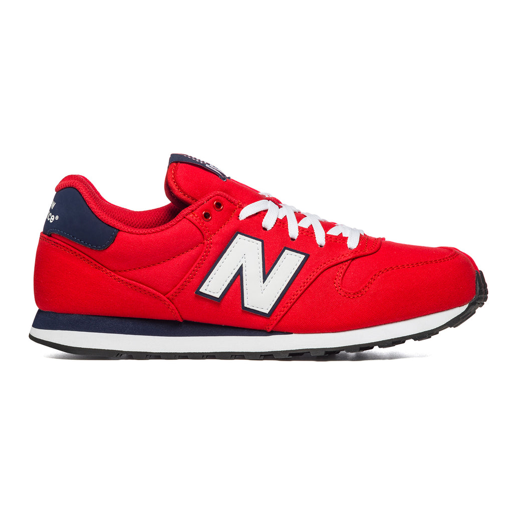 Sneakers rosse in tessuto mesh con logo a contrasto New Balance 500