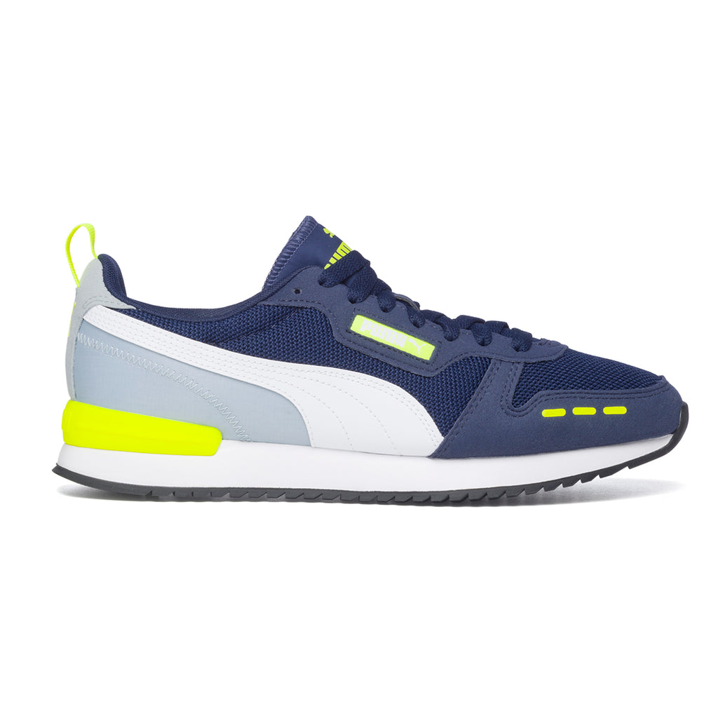 Sneakers blu con dettagli gialli Puma R78