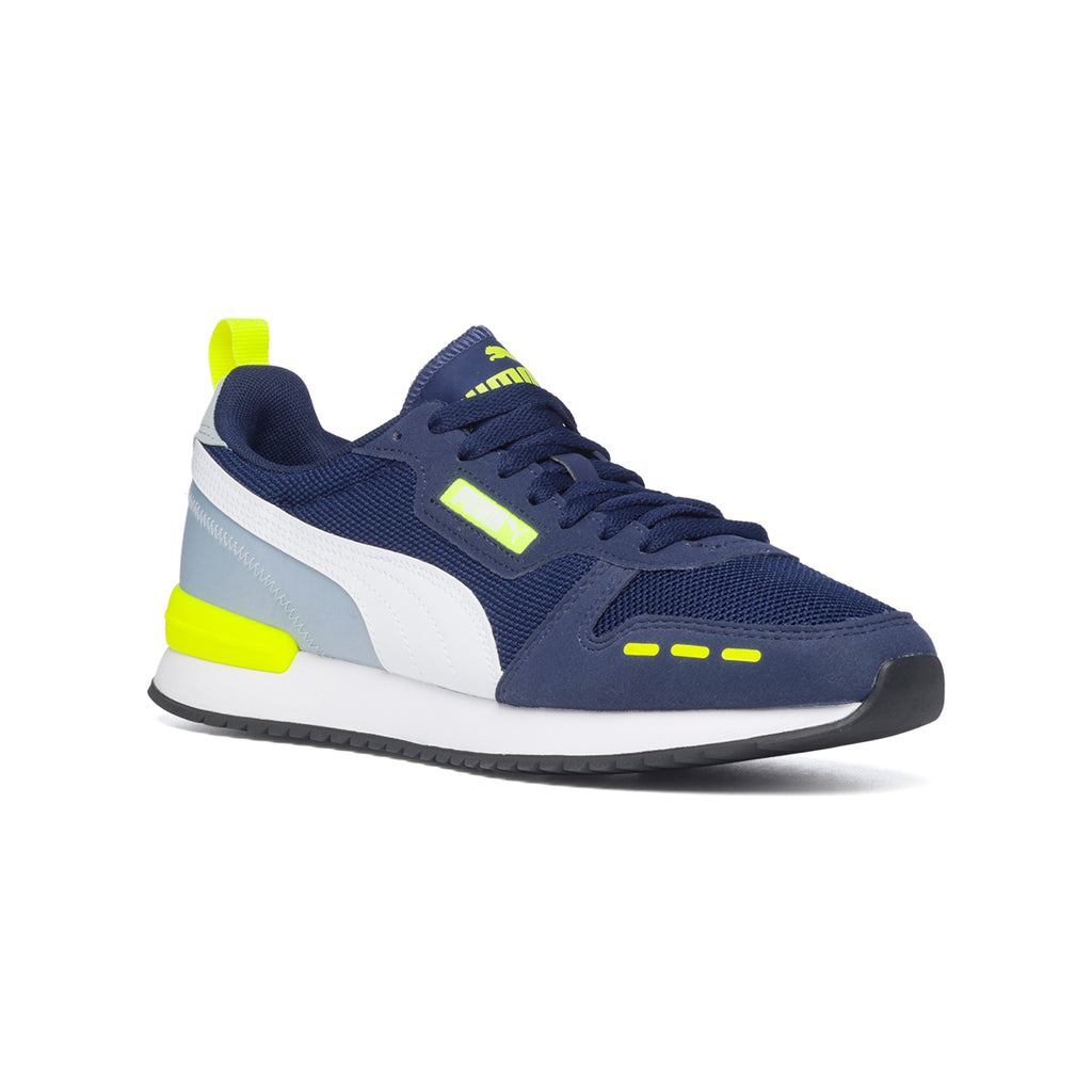 Sneakers blu con dettagli gialli Puma R78